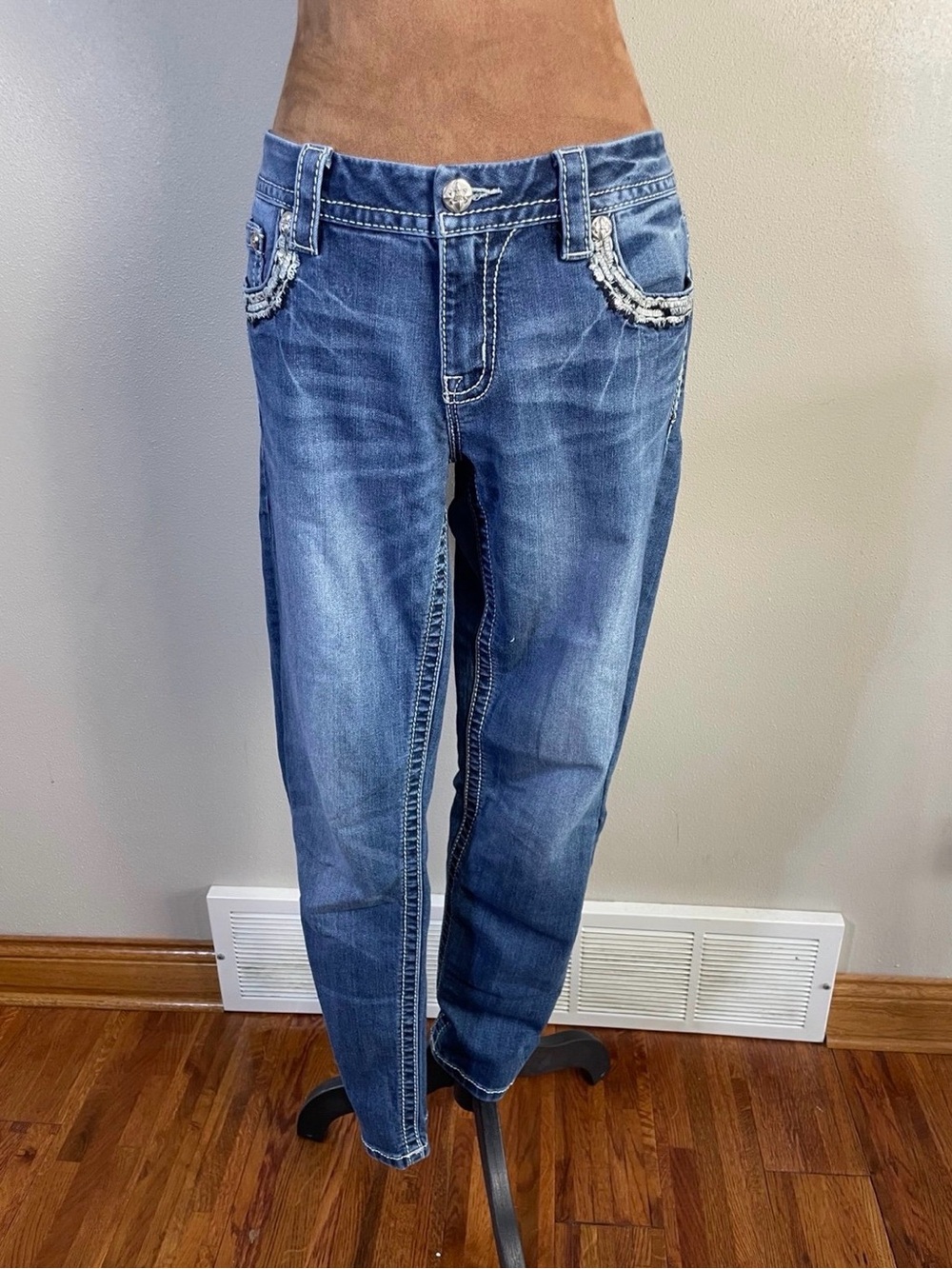 Miss Me Liberty Faux Flap Pocket Mid-Rise skinny denim jeans